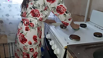 Fucking a housemaid in the kitchenette while my husband was resting